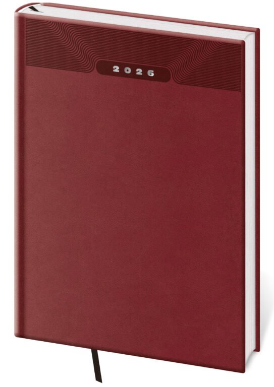 MEMORY (imitace pravé kůže) - Denní diář A4 Print Classic angl. červený