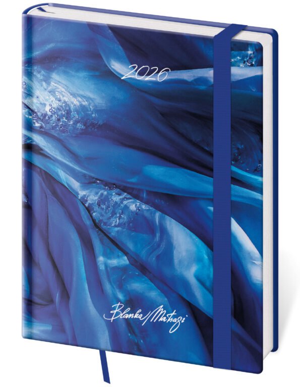 FLEXIES (ohybná koženka) - Týždenný diár B6 Vario Matragi Blue s gumičkou