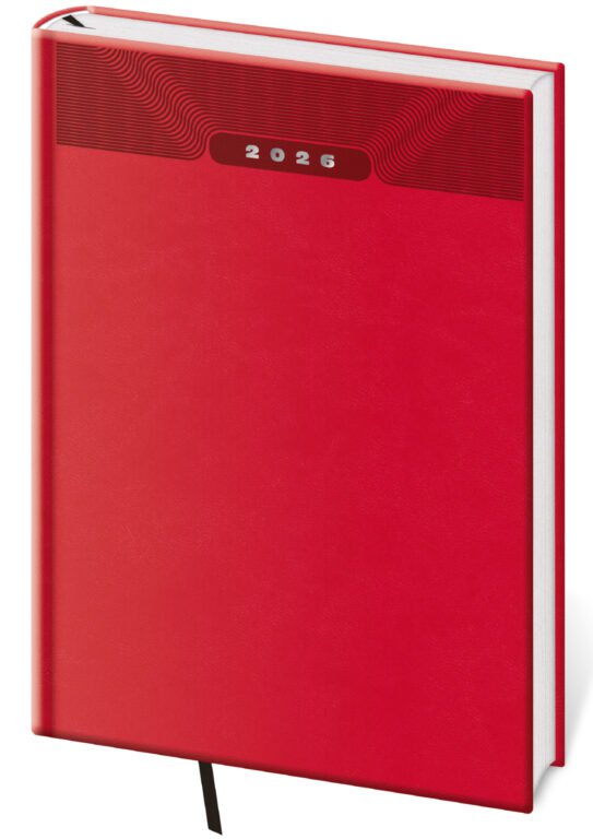 MEMORY (imitace pravé kůže) - Denní diář A5 Print Classic červený