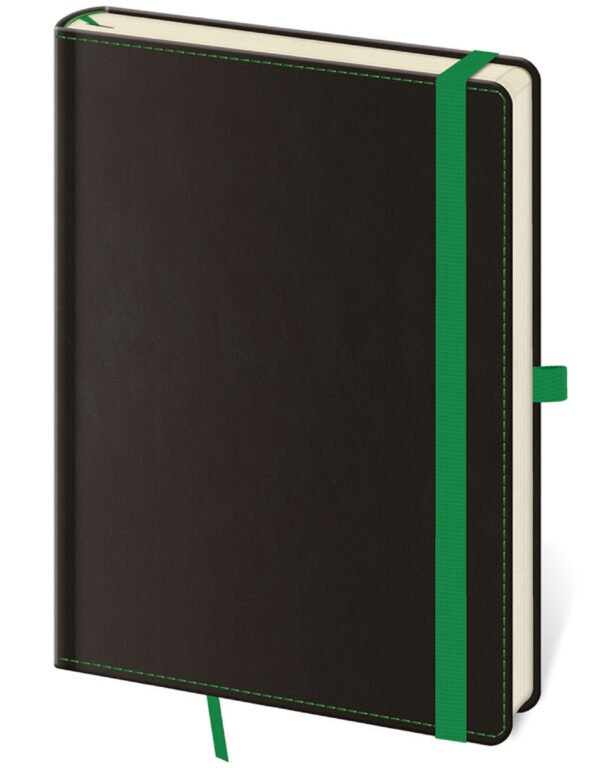 Zápisníky s gumičkou - Tečkovaný zápisník Black Green L (čtverečkovaný)