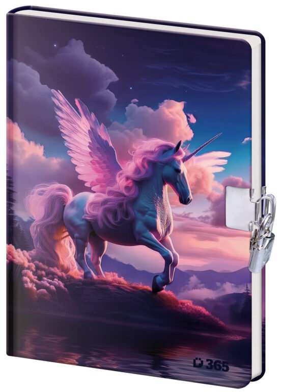 Zápisníky, poznámkové bloky, deníky a notesy - Památník 13x18 cm se zámkem - Unicorn