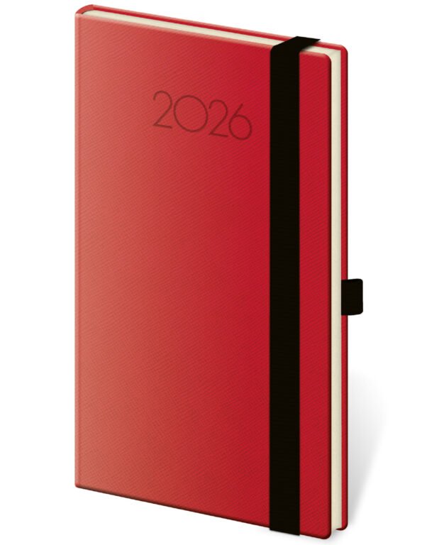 Diáre 2026, pracovné diáre - Vreckový diár New Praga červený