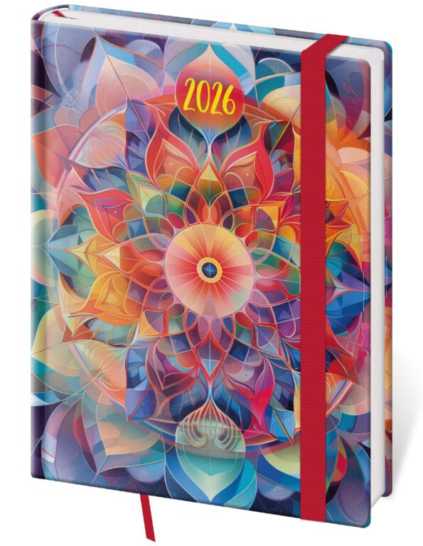 MEMORY (imitace pravé kůže) - Týdenní diář B6 Vario Kaleidoscope s gumičkou