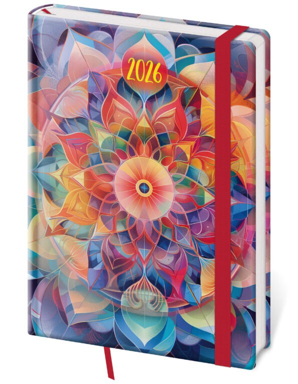MEMORY (imitace pravé kůže) - Denní diář A5 Vario Kaleidoscope s gumičkou